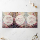 Invitation Trois Volets Quinceanera or et fleurs (Intérieur)