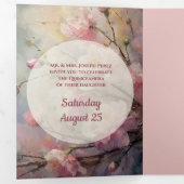 Invitation Trois Volets Quinceanera or et fleurs (Intérieur en premier)