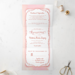 Invitation Trois Volets Quinceanera Rose Gold Parties scintillant mexicain