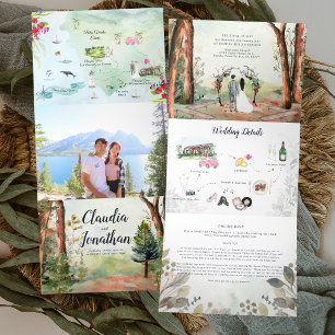 Invitation Trois Volets Rancho Palos Verdes   Mariage Bohème