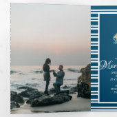 Invitation Trois Volets Rayures de bande d'ancre de feuille de marine naut (Intérieur en premier)