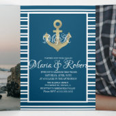 Invitation Trois Volets Rayures de bande d'ancre de feuille de marine naut (Intérieur au milieu)
