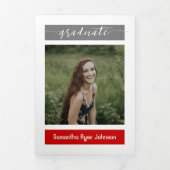 Invitation Trois Volets Red Modern Block 5-Photo Graduation (Page de couverture)