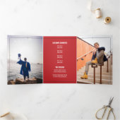 Invitation Trois Volets Red Row of Tassels 3-Photo Graduation (Intérieur)