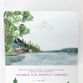 Invitation Trois Volets Résort de camping au bord du lac | Mariage illustr (Intérieur en premier)
