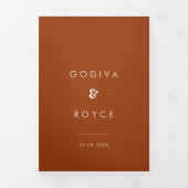 Invitation Trois Volets Retro brûlé orange tout-en-un photo mariage (Page de couverture)