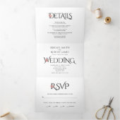 Invitation Trois Volets Rhododendron, esperluette et initiales de mariage (Intérieur)