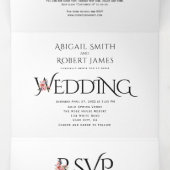 Invitation Trois Volets Rhododendron, esperluette et initiales de mariage (Intérieur au milieu)