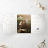 Invitation Trois Volets Romantic Wedding Peonies Delicate Ivory White (Intérieur)