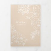 Invitation Trois Volets Romantic Wedding Peonies Delicate Ivory White (Page de couverture)