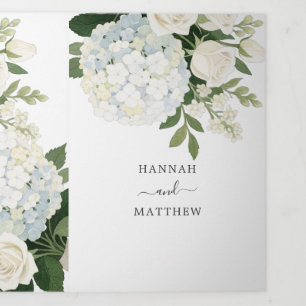 Invitation Trois Volets Romantique Blanc Hydrangea Rose Élégant mariage Tr