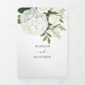 Invitation Trois Volets Romantique Blanc Hydrangea Rose Élégant mariage Tr (Page de couverture)