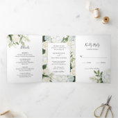 Invitation Trois Volets Romantique Blanc Hydrangea Rose Élégant mariage Tr (Intérieur)