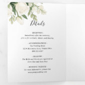 Invitation Trois Volets Romantique Blanc Hydrangea Rose Élégant mariage Tr (Intérieur en premier)