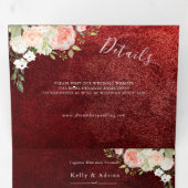 Invitation Trois Volets Romantique Bourgogne Blush rose mariage Floral (Intérieur en premier)