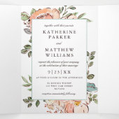 Invitation Trois Volets Romantique Sketchbook Florals All-In-One Mariage (Intérieur au milieu)