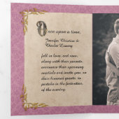 Invitation Trois Volets Rose Damask Fairy Tale Mariage Photo (Intérieur en premier)