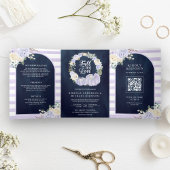 Invitation Trois Volets Rose de lavande Citrouille QR Code Marine Mariage