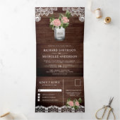 Invitation Trois Volets Rose en Poussière de Bois Rustique dans un Pot Mas (Intérieur)