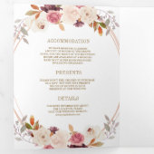 Invitation Trois Volets Rose Gold Dusty rose Floral Code QR Mariage (Intérieur en premier)