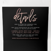 Invitation Trois Volets Rose moderne Gold Foil Script Mariage Suite (Intérieur en premier)