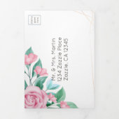 Invitation Trois Volets Rose rose Mariage moderne rose tout en un Mariage (Page de couverture)
