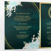 Invitation Trois Volets Roses Menthe Pastel Code QR Tout en Un Mariage Sar (Intérieur en premier)