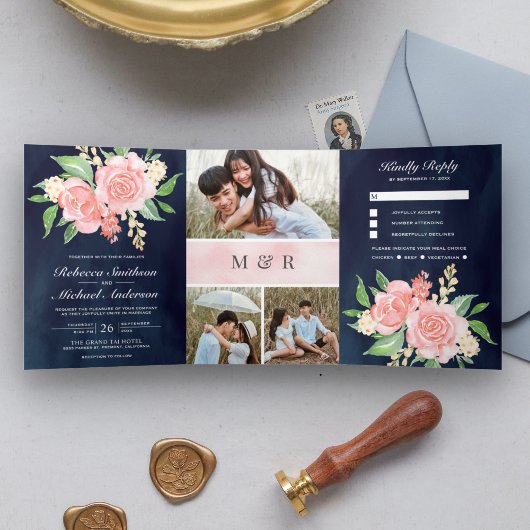 Invitation Trois Volets Roses Roses Roses Roses Roses Roses Roses Roses Bl