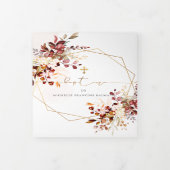 Invitation Trois Volets Rouille d'Orange Feuillage Aquarelle Bapteme (Protection)