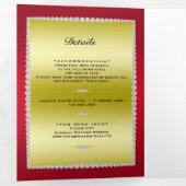 Invitation Trois Volets Ruby, Gold Photo, QR Code 50th Surprise Birthday (Intérieur en premier)