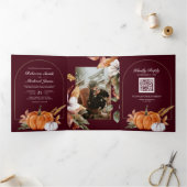 Invitation Trois Volets Russe Boho Citrouille Photo QR Code Mariage Bourgo (Intérieur)