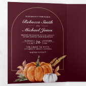 Invitation Trois Volets Russe Boho Citrouille Photo QR Code Mariage Bourgo (Intérieur en premier)