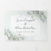 Invitation Trois Volets Russe Eucalyptus Sage Vert Mariage d'aquarelle (Page de couverture)