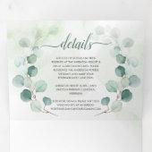 Invitation Trois Volets Russe Sage & Gold Eucalyptus Botanical Mariage | (Intérieur en premier)