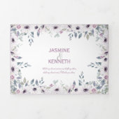 Invitation Trois Volets Russe Violet & Rose Aquarelle Rose Mariage (Page de couverture)