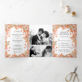 Invitation Trois Volets Rustic Automne Feuilles Photo Collage Mariage (Intérieur)