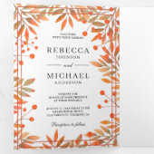 Invitation Trois Volets Rustic Automne Feuilles Photo Collage Mariage (Intérieur en premier)