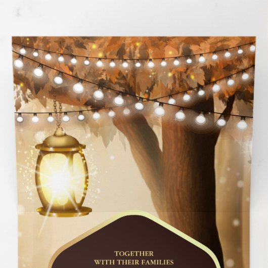 Invitation Trois Volets Rustic Automne Lampe d'arbre d'automne Mariage (Intérieur en premier)