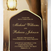 Invitation Trois Volets Rustic Automne Lampe d'arbre d'automne Mariage (Intérieur au milieu)