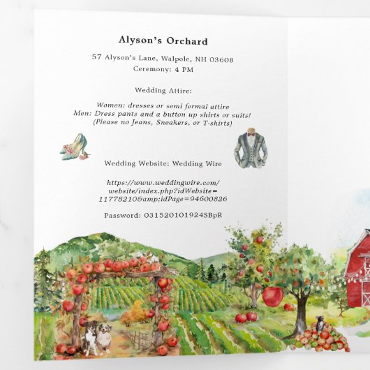 Invitation Trois Volets Rustic Automne Mariage Apple Orchard (Intérieur en premier)