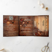 Invitation Trois Volets Rustic Autumn Tree Photo Wedding  (Intérieur)