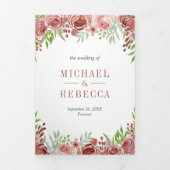 Invitation Trois Volets Rustic Cinnamon Rose Floral Photo Collage Mariage (Page de couverture)