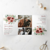 Invitation Trois Volets Rustic Country Marsala Floral Mariage (Intérieur)