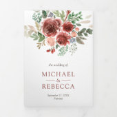 Invitation Trois Volets Rustic Country Marsala Floral Mariage (Page de couverture)