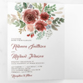Invitation Trois Volets Rustic Country Marsala Floral Mariage (Intérieur en premier)