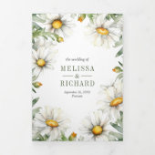 Invitation Trois Volets Rustic Daisies Floral Mason Jar QR Code Wedding (Page de couverture)