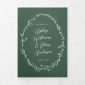 Invitation Trois Volets Rustic Dark Green Fleur sauvage Boho Mariage photo (Page de couverture)