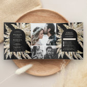 Invitation Trois Volets Rustic Dried Boho Pampas Grass Black Arch Wedding