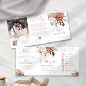 Invitation Trois Volets Rustic Fall Florals Photo QR Code Timeline Mariage