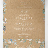 Invitation Trois Volets Rustic Kraft Floral Fleur sauvage Mariage photo (Intérieur au milieu)